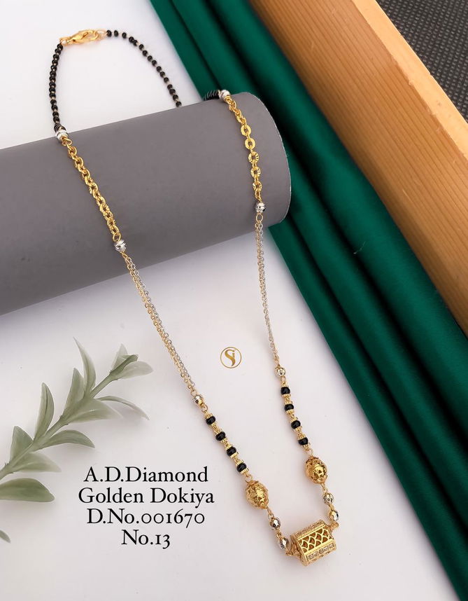 14 AD Diamond Designer Regular Wear Mangalsutra Wholesale Price In Surat
